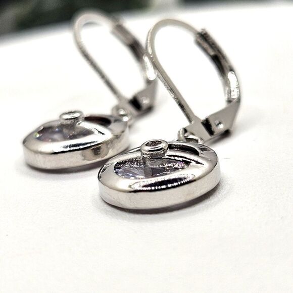 White & Red Diamond Earrings on 925 Sterling Silver -  Women's - Picture 5 of 7